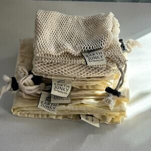 Earth Junky Reusable Produce Bags & Cloth Set 6 Piece Organic Cotton Eco Friend